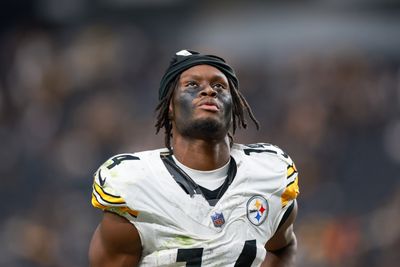 Pittsburgh Steelers wide receiver George Pickens leaves the field after his team scored a victory over the Las Vegas Raiders in 2024.