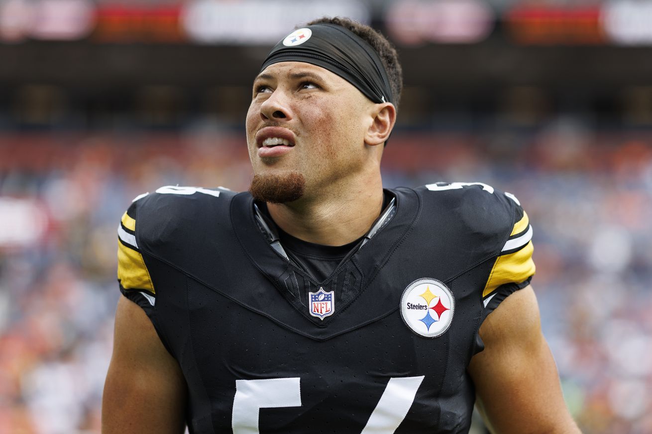 &nbsp;Linebacker Alex Highsmith #56 of the Pittsburgh Steelers stretches prior to an NFL football game against the Denver Broncos, at Empower Field at Mile High on September 15, 2024 in Denver, Colorado.