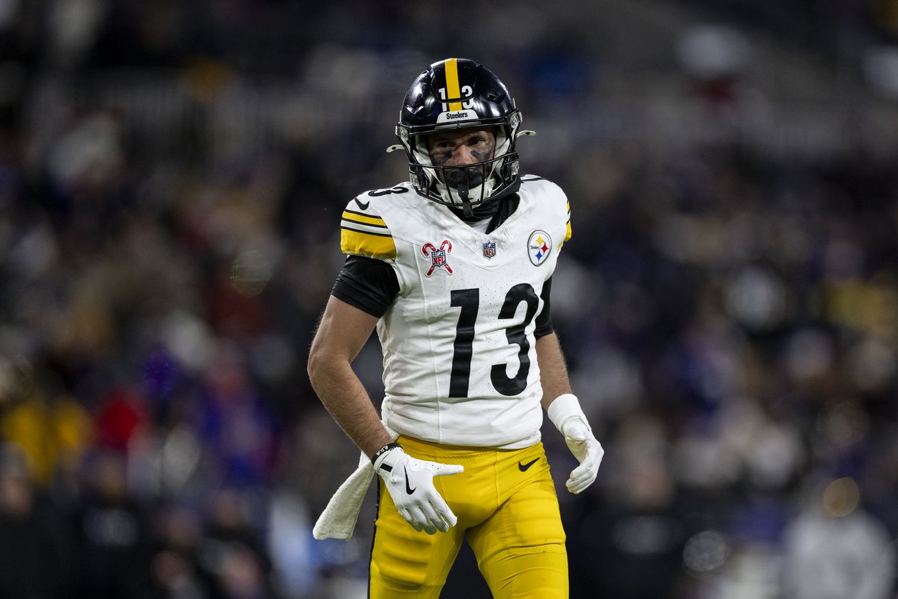 Scotty Miller #13 of the Pittsburgh Steelers runs during an NFL Football game against the Baltimore Ravens at M&amp;T Bank Stadium on December 21, 2024 in Baltimore, Maryland.