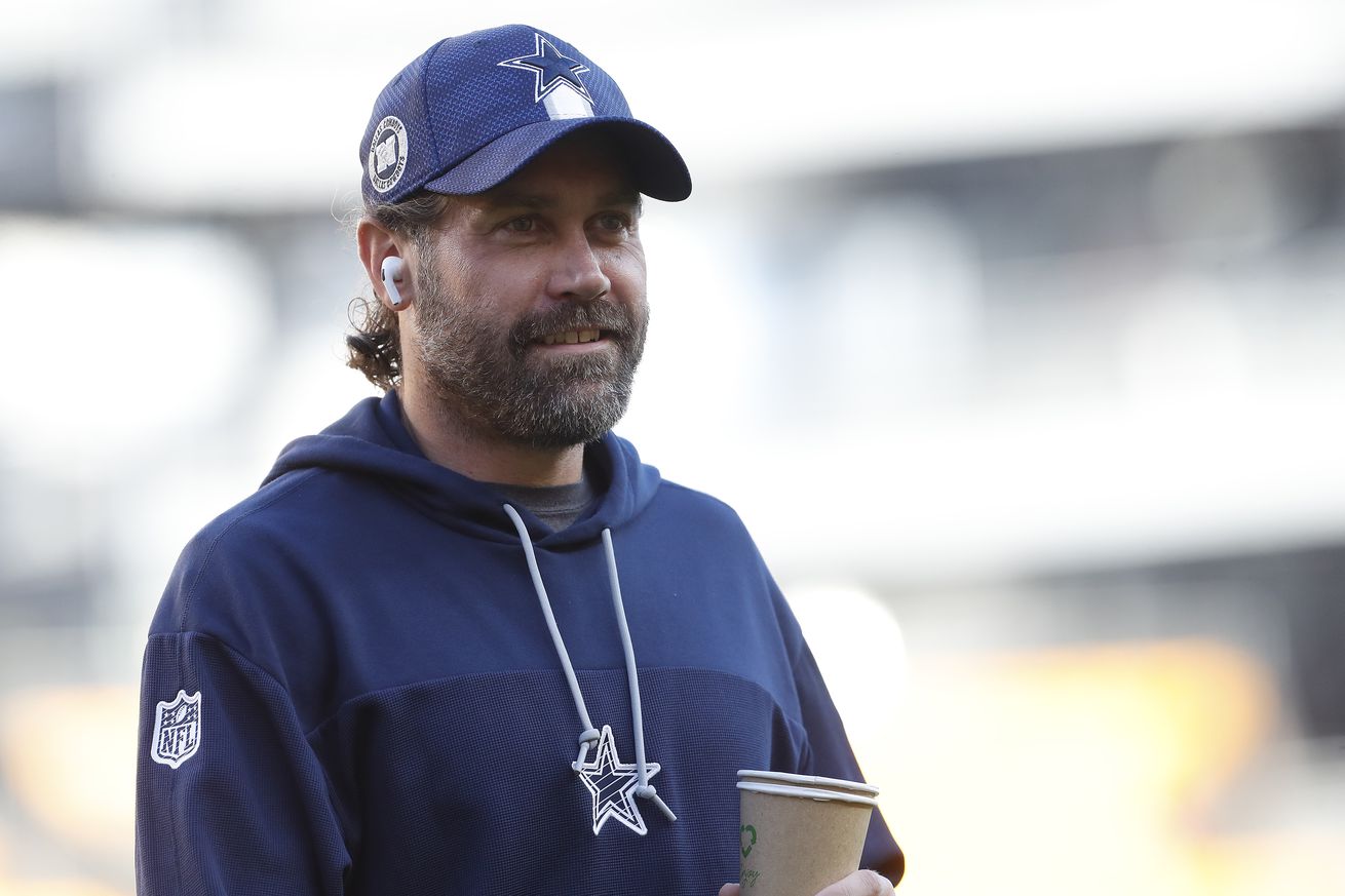 Oct 6, 2024; Pittsburgh, Pennsylvania, USA; Dallas Cowboys linebackers coach Scott McCurley walks the field before a game against the Pittsburgh Steelers at Acrisure Stadium.&nbsp;