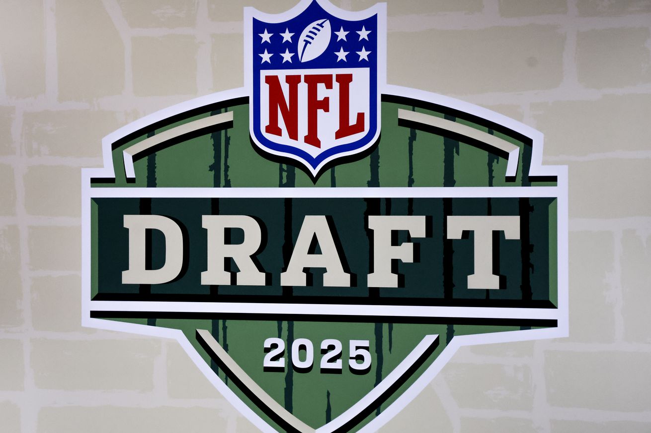 A general view of the 2025 NFL Draft logo at the NFL Experience fan festival a day prior to Super Bowl LIX between the Kansas City Chiefs and the Philadelphia Eagles inside of the Ernest N. Morial Convention Center on February 08, 2025 in New Orleans, Louisiana.