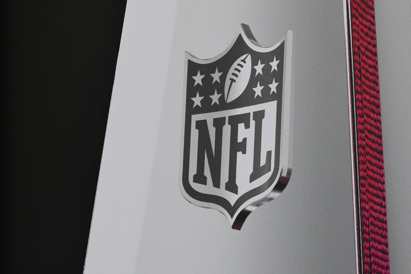 A detail of the NFL Shield logo ahead of Super Bowl LIX on February 07, 2025 in New Orleans, Louisiana. The Philadelphia Eagles and the Kansas City Chiefs will face each other on Sunday.
