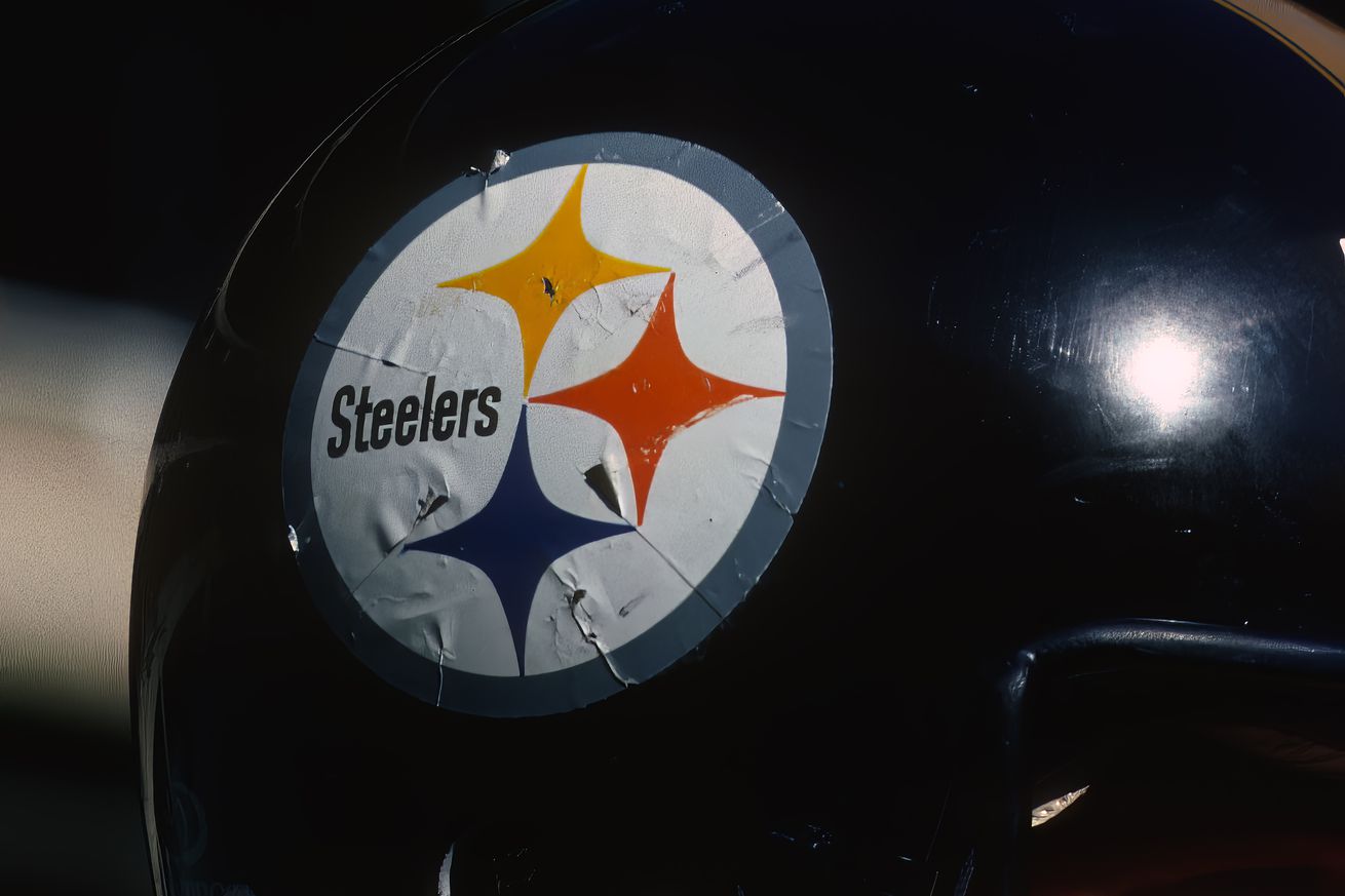A view of the logo of the Pittsburgh Steelers appearing on the helmet of linebacker Jack Ham during a game against the Seattle Seahawks at Three Rivers Stadium on December 4, 1977 in Pittsburgh, Pennsylvania. The Steelers defeated the Seahawks 30-20.